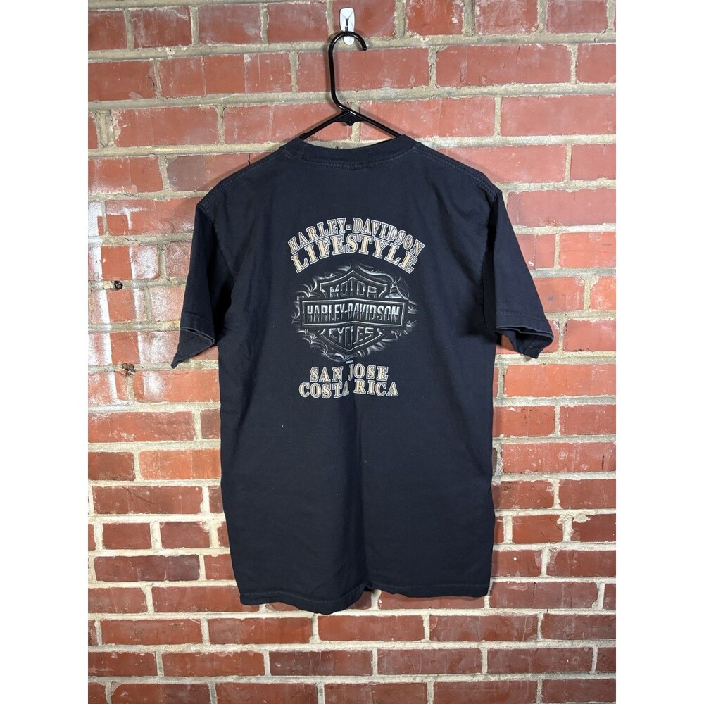 Vintage Y2K Harley-Davidson Mens Black Shirt Costa Rica Motorcycle Mens Large - Picture 2 of 5